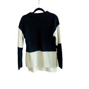 Karl Lagerfeld Black Ivory Metallic Colorblock Sweater  Hi Lo Sweater Size XS